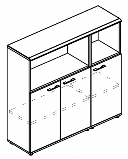 Шкаф средний комбинированный полузакрытый (топ МДФ)  вяз либерти / мокко премиум