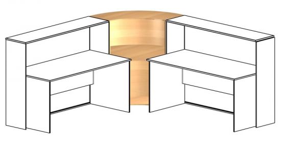 Угловой элемент промежуточный для столов глубиной 75см дуб шамони
